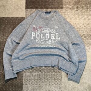 Polo Ralph Lauren Womens Gray Graphic Crewneck Sweatshirt Large PRLC 1967